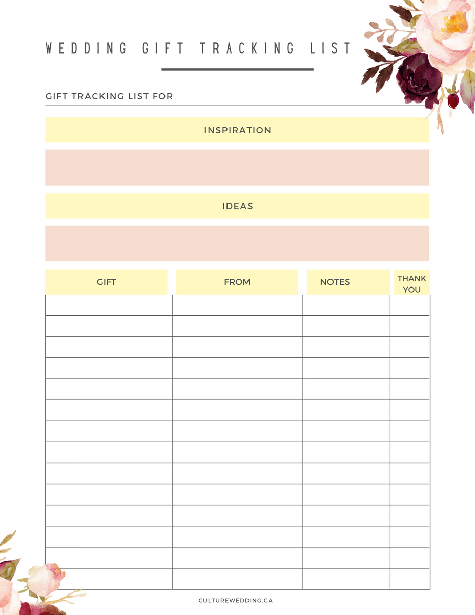 5 73ea185e d606 41e7 85e8 elegant wedding gift tracking list planner sheets {5 pages