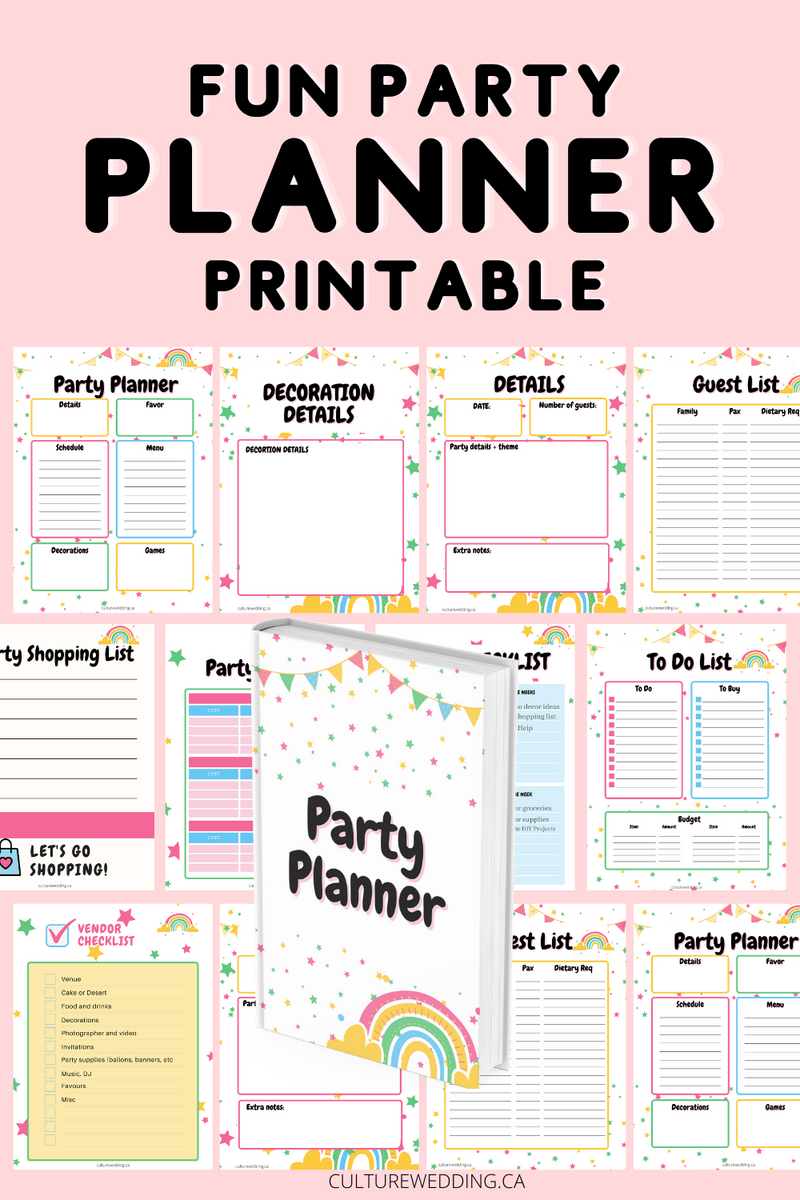 Fun Party Planner Printable + Party Checklist 18 pages – Culture Weddings Printable Store fun-party-planner-printable-party-checklist-18-pages-culture-weddings-printable-store