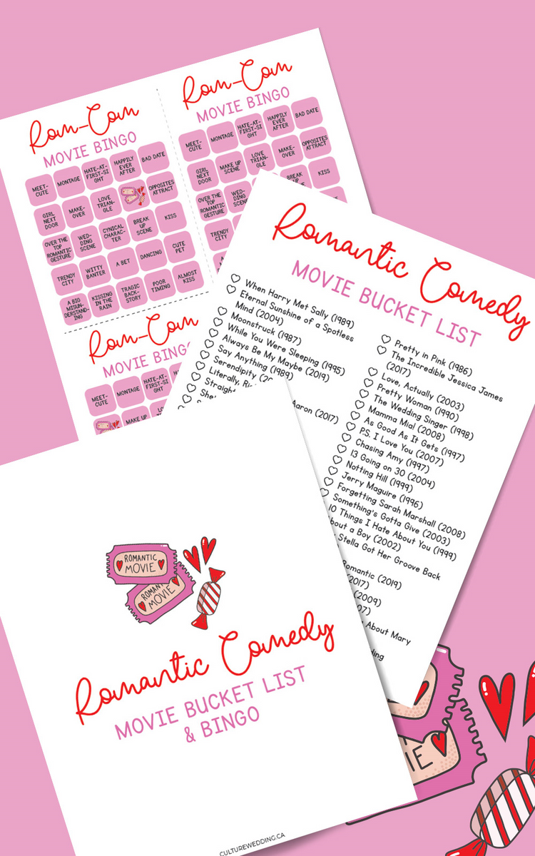 Romantic Movie Bucket List Printable & Bingo Game – Culture Weddings Printable Store for Back In 2002 Free Printable