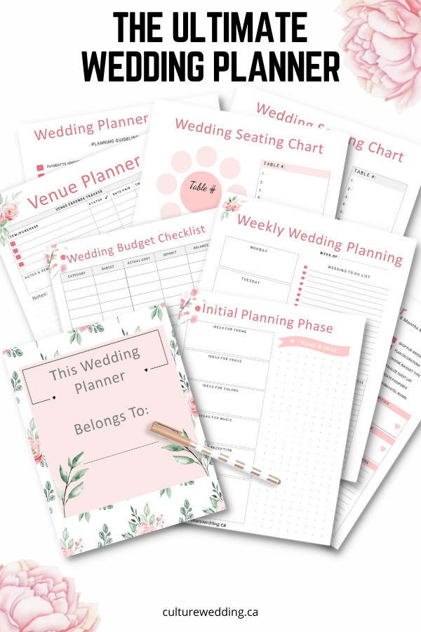 Printable Wedding Planner Kit for Organizing Your Dream Wedding -   Canada