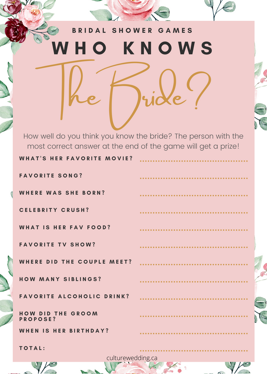 Who Knows The Bride-To-Be Best? - Bridal Shower Game 5 Designs – Culture Weddings Printable Store who-knows-the-bride-to-be-best-bridal-shower-game-5-designs-culture-weddings-printable-store