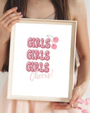 Pink Girls, Girls, Girls Bachelorette Party Wall Printable Art