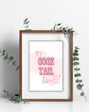 Simple Pink "It's Cocktail Time" Bachelorette Party Wall Printable Art