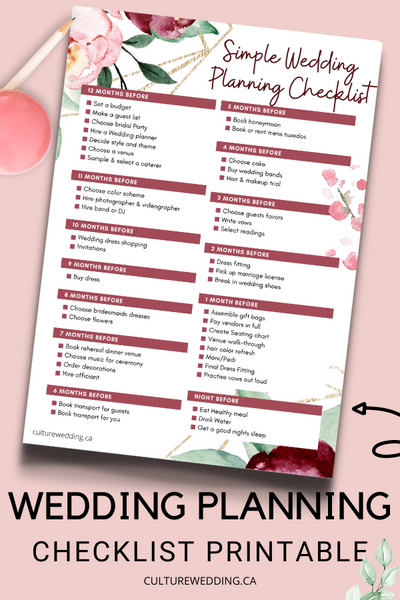 Simple Wedding Checklist Printable {1 Page} Culture Weddings Simple Wedding Checklist Printable {1 Page} Culture Weddings