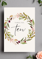 Floral Wreath Wedding Table Numbers {15 Pages}