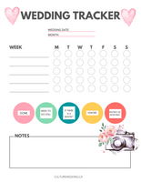 Wedding Tracker To Do List - Tracking Wedding Details - Culture Weddings Printable Store