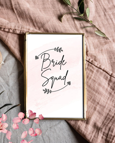 Elegant Bride Squad Printable Art For Bachelorette Party