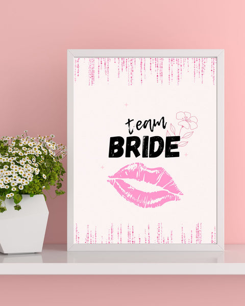 Cute Team Bride Bachelorette Party Wall Printable Art