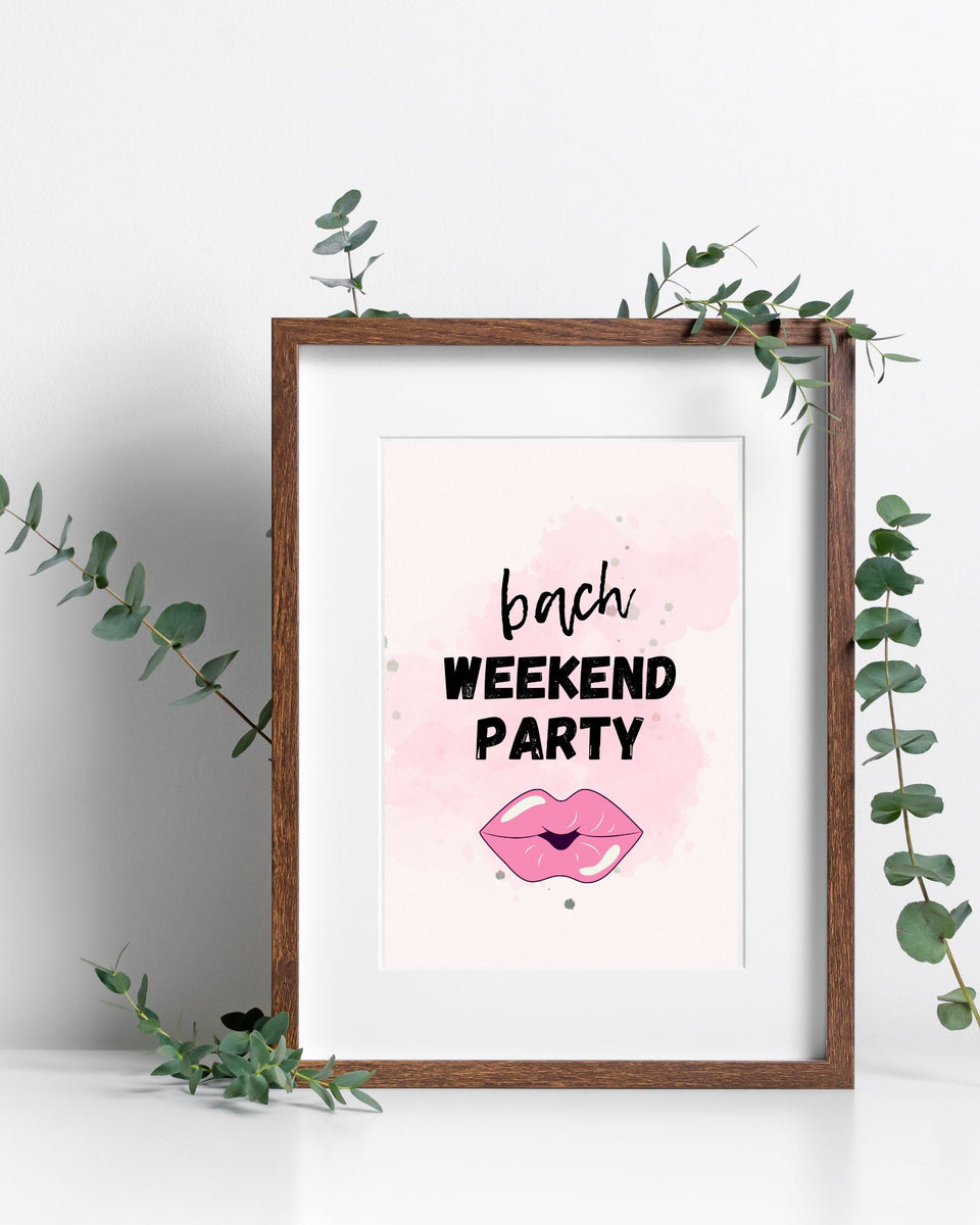 Pretty Pink Lip Bachelorette Weekend Art – Culture Weddings Printable Store