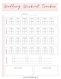 Wedding Workout Planner & Tracker {12 pages} - Culture Weddings Printable Store