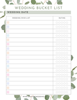 Wedding Bucket List Printable - Wedding Wish List {5 pages} - Culture Weddings Printable Store
