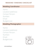 The Ultimate Wedding Vendor Checklist Printable