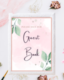 Cute Leafy Wedding Guest Book Signage