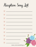 Wedding Song Checklist For Song Organizations {10 pages} - Culture Weddings Printable Store