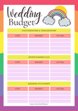 Rainbow Wedding Budget {10 pages} - Culture Weddings Printable Store