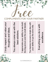 Compliment Your Partner Printable Work Sheet {6 pages} - Culture Weddings Printable Store