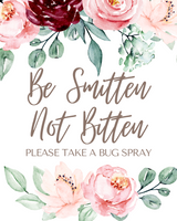 Be Smitten Not Bitten Sign Bug Spray Sign Outdoor Wedding {6 Pages) - Culture Weddings Printable Store