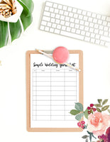 Simple Black & White Wedding Guest List Template {10 Pages}