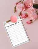 Simple Black & White Wedding Guest List Template {10 Pages}