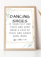 Wedding Dancing Shoes Sign For Guests