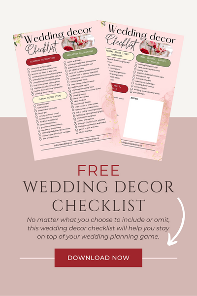 FREE Wedding Decor Checklist For Couples