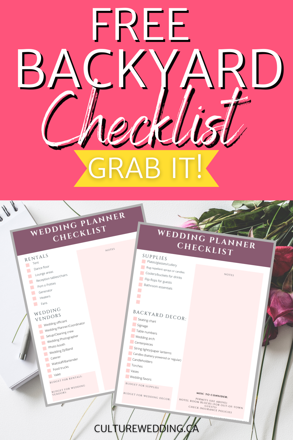 FREE Printable Backyard Wedding Checklist For Outdoor Weddings
