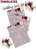Marsala Wedding Guest List Template - Culture Weddings Printable Store