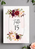 Elegant Floral Wedding Table Number Printables {25 Pages}