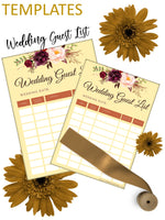Rays of Sun Wedding Guests List - Culture Weddings Printable Store