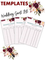 Simple Wedding Guest List Worksheet {5 Pages} - Culture Weddings Printable Store