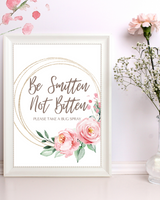 Be Smitten Not Bitten Sign Bug Spray Sign Outdoor Wedding {6 Pages) - Culture Weddings Printable Store