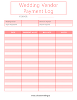 Wedding Vendor Payment Tracker - Track Your Payments Effortlessly - Culture Weddings Printable Store