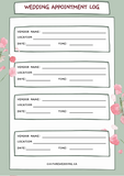 Wedding Vendor Appointment Log Printable Tracker - Culture Weddings Printable Store