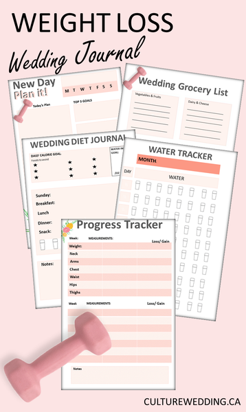 Wedding Weight Loss Journal Printable Kit - Culture Weddings Printable Store