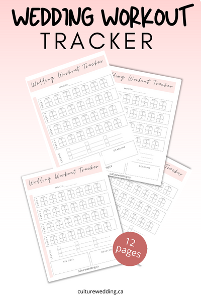 Wedding Workout Planner & Tracker {12 pages} - Culture Weddings Printable Store