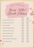 Bachelorette & Bridal Shower Guess Who Bride Edition Game (Printable)